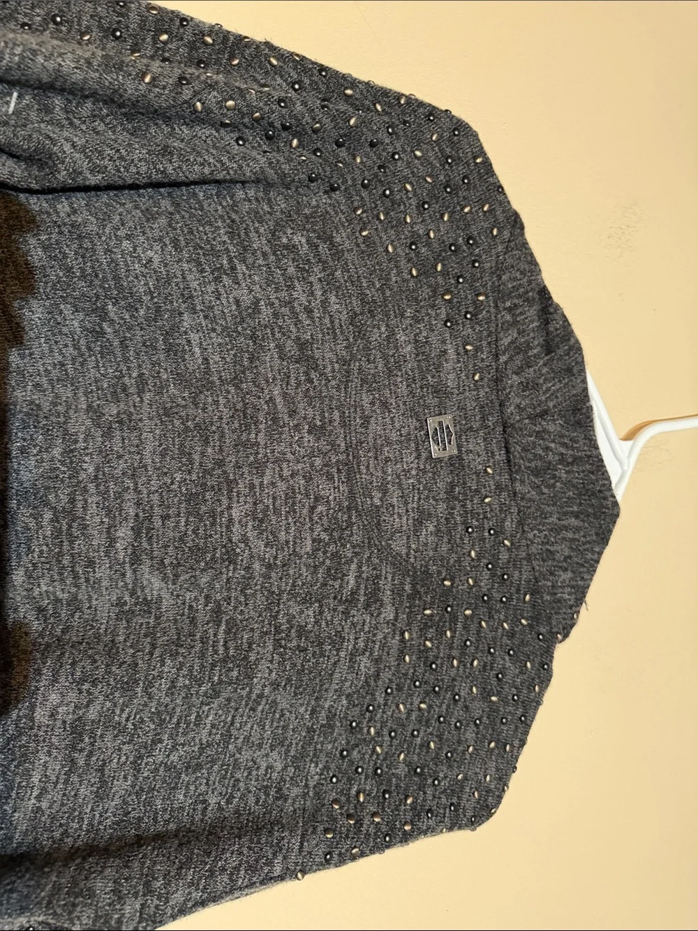 Harley-Davidson Charcoal Open-Front Cardigan with Shoulder Studs